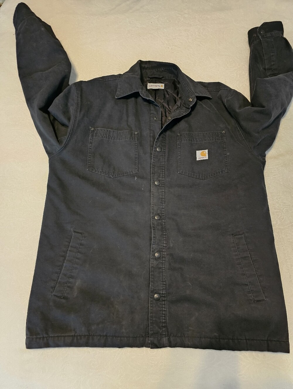 Carhartt 101466 Chatfield Quilt-Lined Canvas Shirt Jacket Black Men's Medium Euc